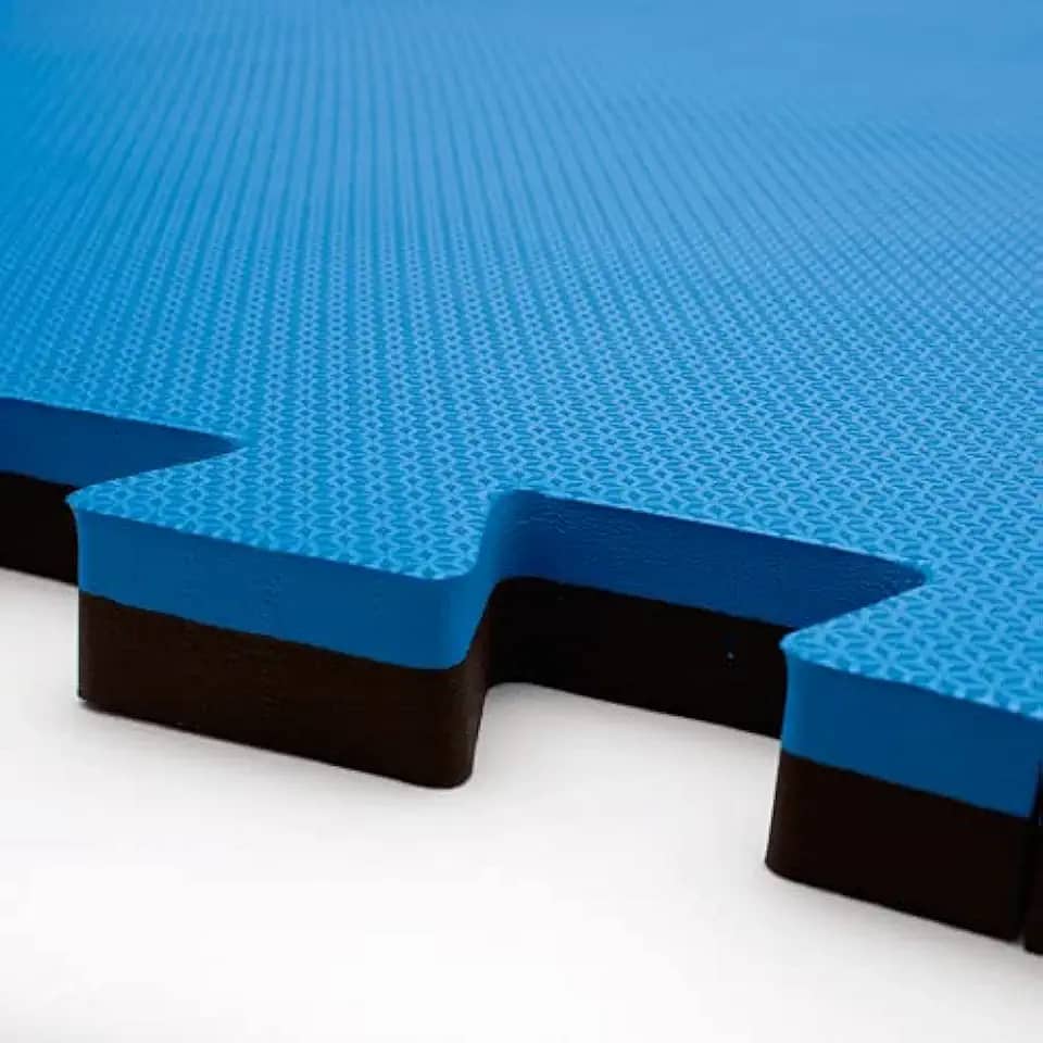 Kit 12 Tatames Tapetes EVA Dupla Face Azul Royal com Preto 50x50x2cm 20mm