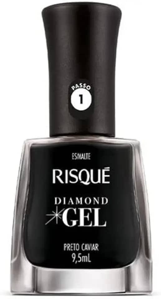 Esmalte Risqué Diamond Gel Preto Caviar Cremoso 9, 5ml, Risqué, PRETO CAVIAR, 9.5 ml