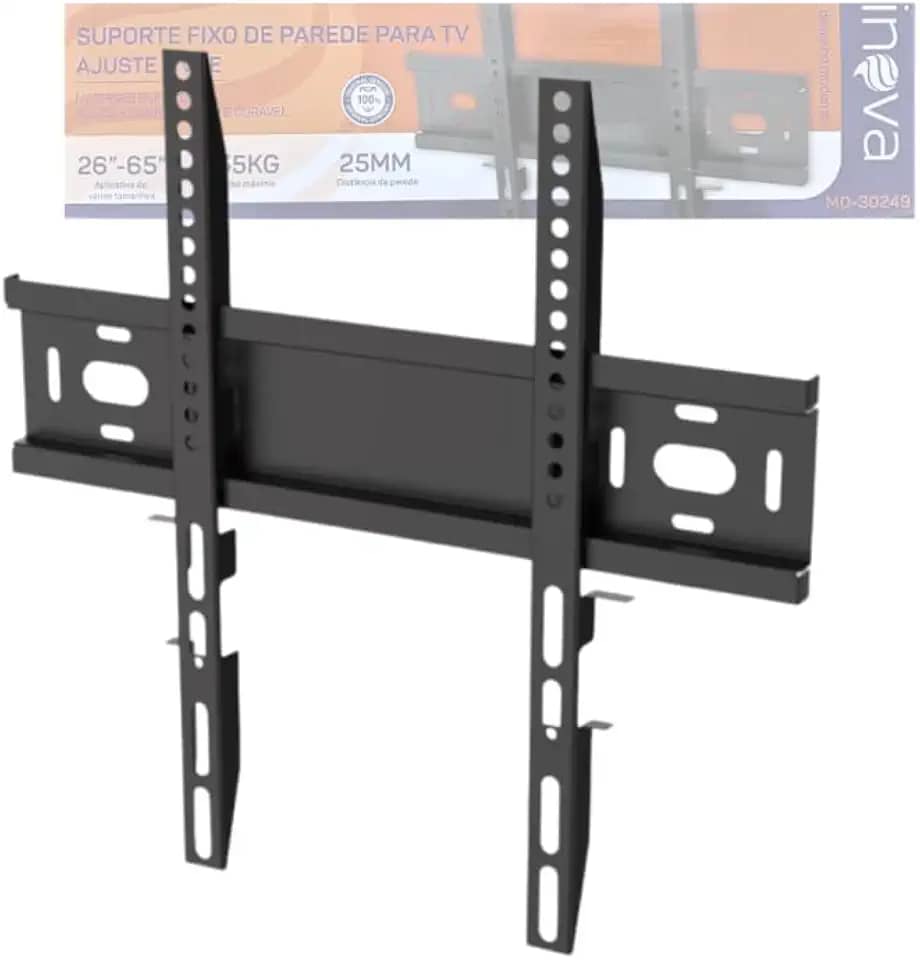 Suporte de Parede Fixo para TV LED/LCD, 26-65 Polegadas, Capacidade 55kg, Inclinação 12 Graus