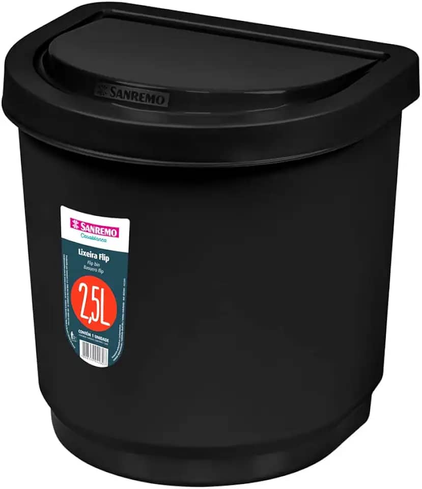 Sanremo - Lixeira Plástica de Pia com Capacidade de 2,5 Litros, Linha Casablanca