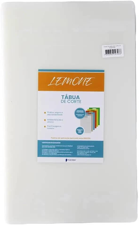 Tábua De Corte Polietileno Lemone (Branco, 50x30x1 cm (sem canaleta))