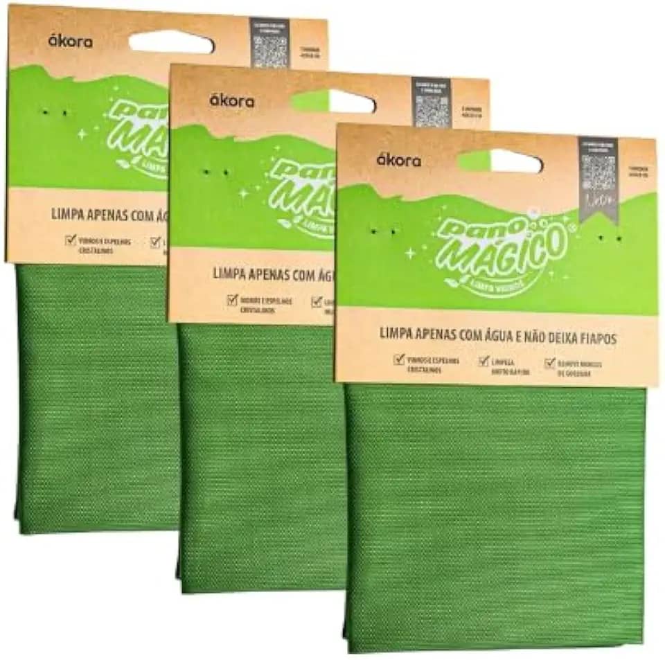 3 LIMPA VIDRO PANO MAGICO ÁKORA POLIÉSTER E POLIAMIDA