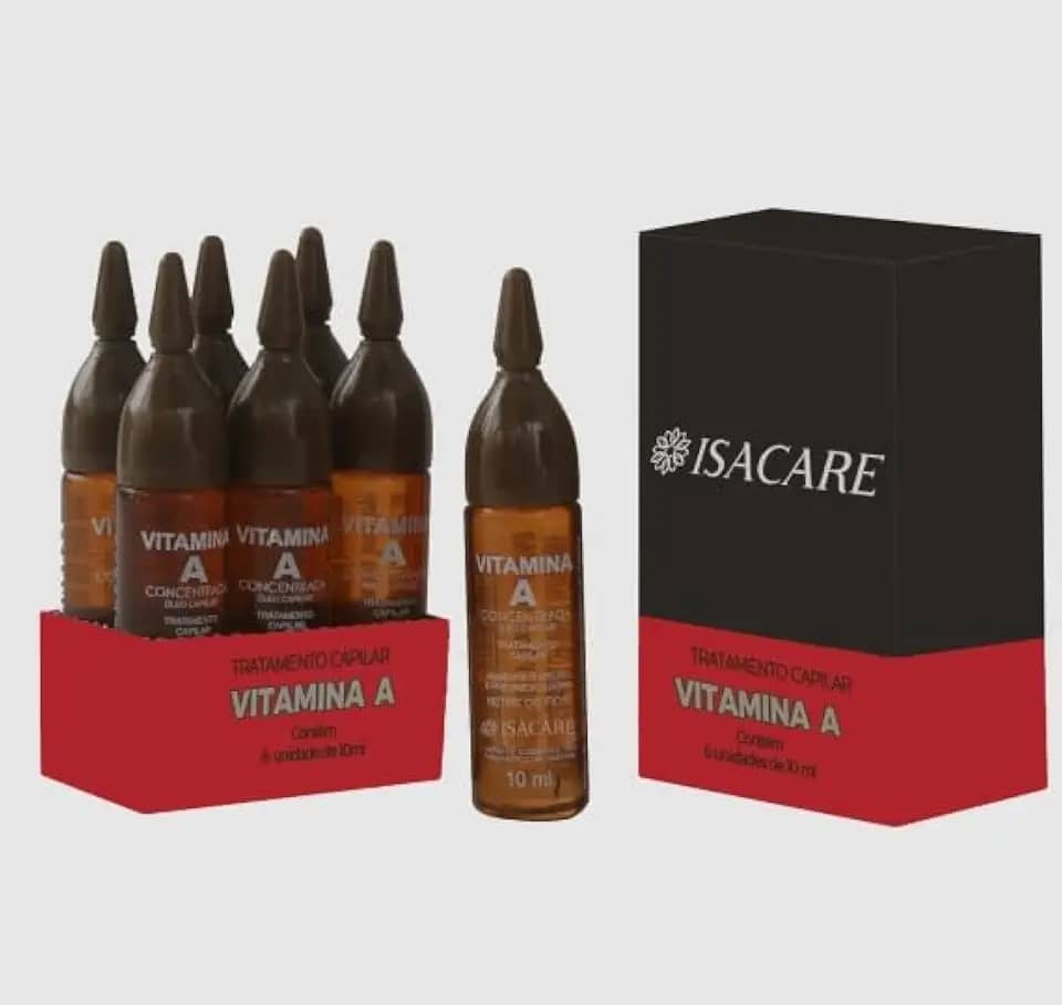 Isacare - Ampola Capilar Vitamina A Super Concentrada para Força e Brilho dos Fios 10ml