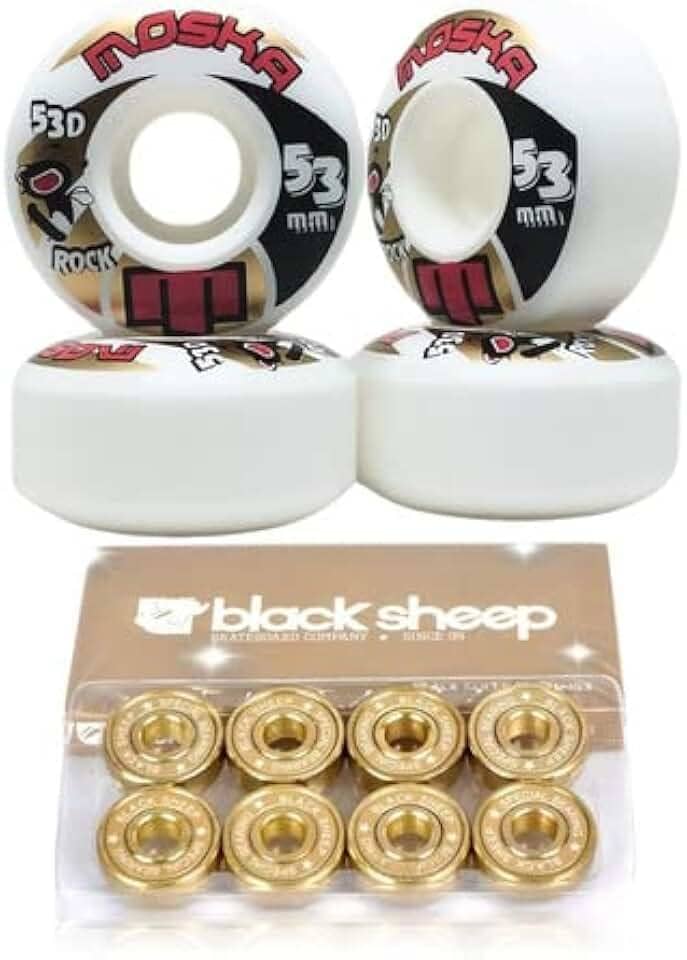Roda Moska Skate 53mm Branca + Rolamento Black Sheep Gringo