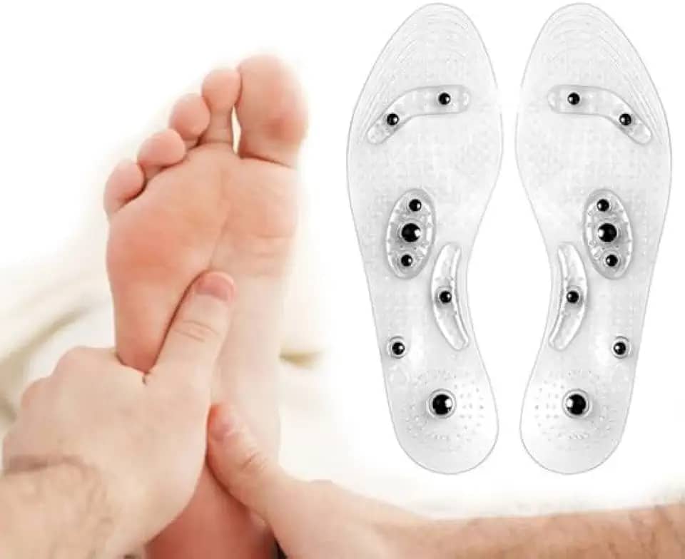 Palmilha Magnética Terapêutica com Imãs | Alívio de Dores, Estresse e Ansiedade | Massagem Reflexologia e Emagrecimento | Unissex Ajustável em Gel de Silicone.