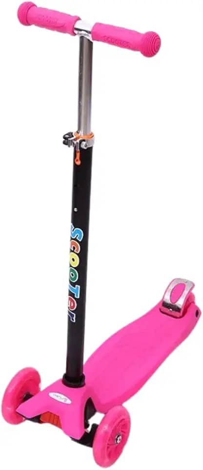 Patinete Infantil 4 Rodas c/Leds Scooter Infantil Dobrável e Resistente para Crianças até 60kg