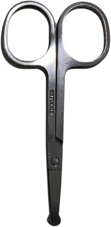 Tesoura para Barba e Bigode - Aço Inox com Ponta Arredondada - Precisão para Acabamento Facial e Aparador de Pelos - Tesoura Sem Ponta
