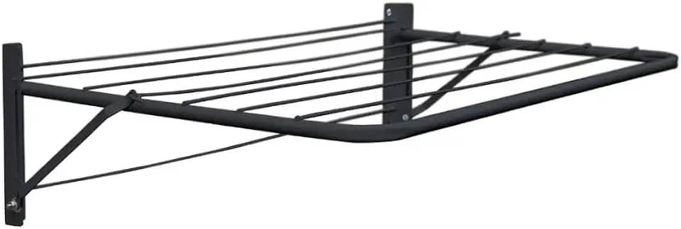 Varal Retrátil Dobrável De Parede 69 ou 84 cm Para Apartamento Em Aço Carbono Pintura Anticorrosiva(Preto,84 Centímetros)