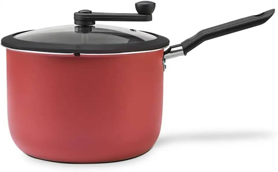 Brinox - Pipoqueira Antiaderente com Tampa de Vidro 4,2L - Cereja