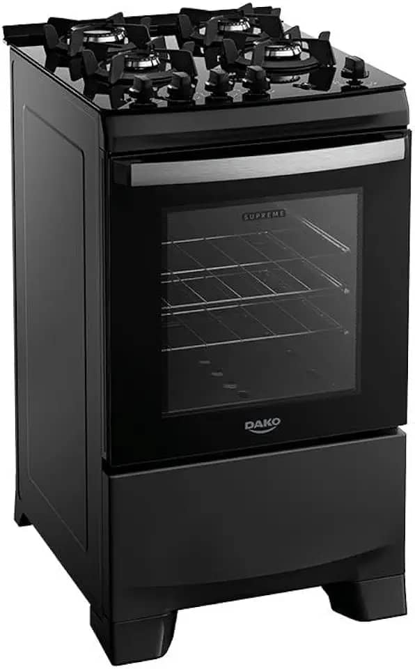 Fogão 4 Bocas Dako Supreme Glass Com Mesa Vidro Preto Bivolt