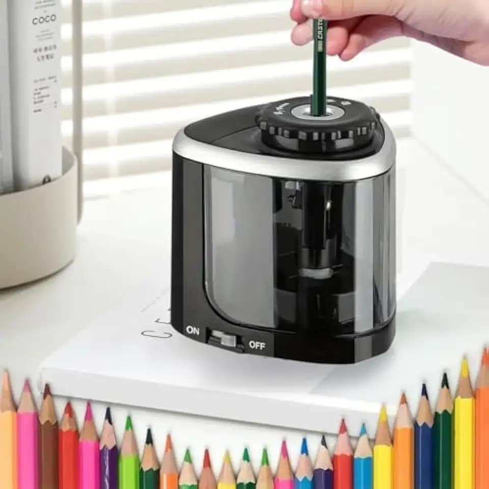 Apontador de lápis elétrico, apontador de lápis automático e manual de alta velocidade para escritório, escola em casa (sem baterias)