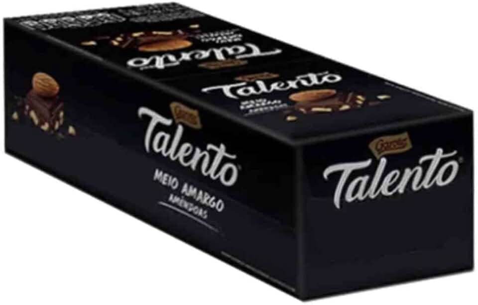 Chocolate Amargo Mini Talento Preto Amêndoas 25g C/15un - Garoto