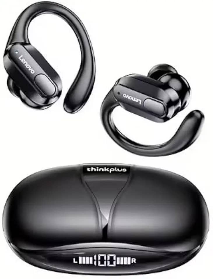 Fone de Ouvido XT80 Bluetooth 5.3 TWS Esportivo HiFi Fone Sem Fio com Gancho, Visor LED, Cancelamento de Ruído, IPX5 e Microfone XT80 - Preto