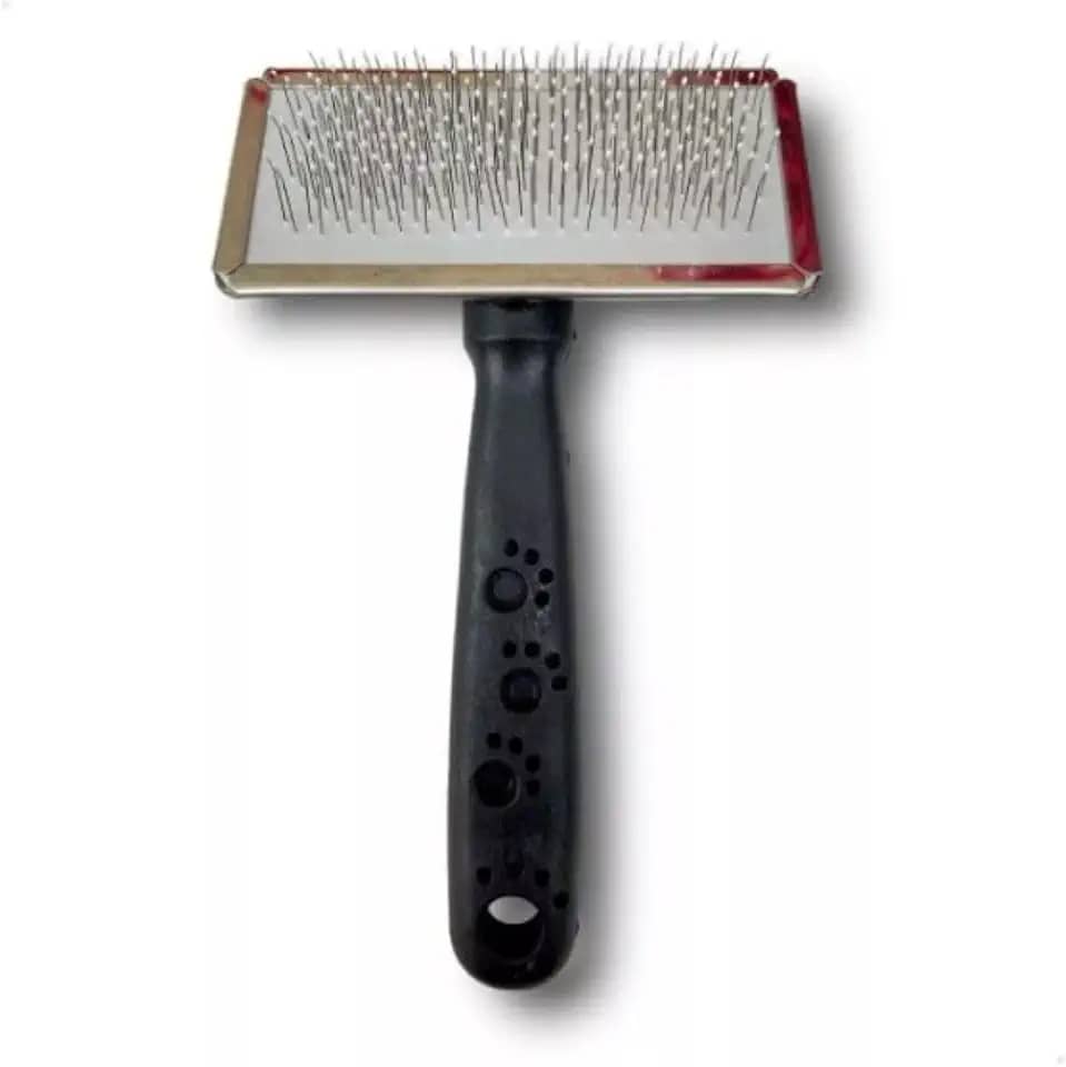 Escova Rasqueadeira para Pets com Cerdas de Aço Inox Remove Nós e Pelos Soltos Ideal para Cães e Gatos