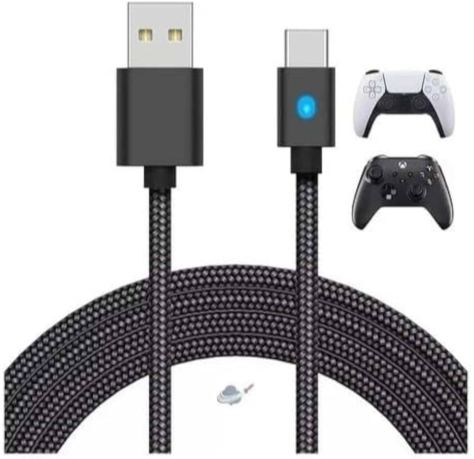 Cabo Carregador Compatível Para Controle Ps5 Xbox Series Usb Tipo-C 3 Metros