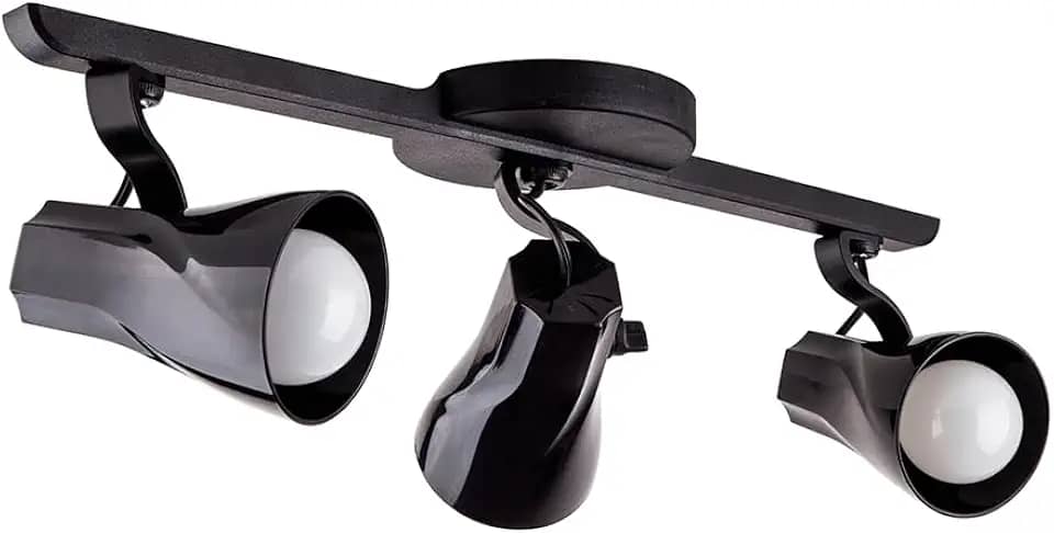 Luminária de Teto Spot Sobrepor Trilho Direcionável Octa 3 Lâmpadas Quarto sala Cozinha Praia Litoral E27 Bivolt (Preto)