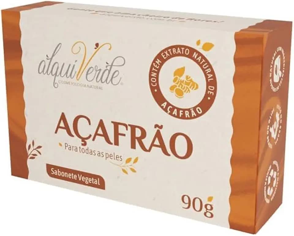 Kit com 3 Unidades Sabonete Vegetal Alquiverde de Açafrão 90g – Natural, Hidratante, Antioxidante e Cuidados Diários com a Pele