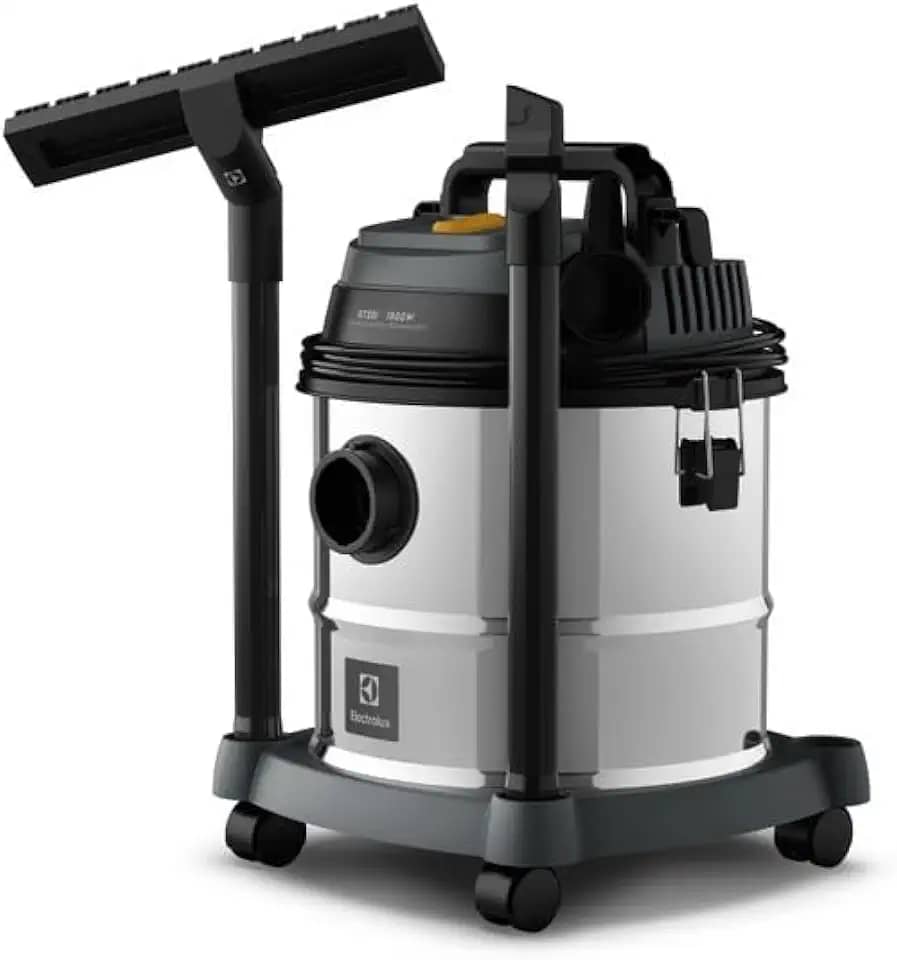 Aspirador água pó Electrolux função sopro compacto liquidos quimicos inox 1800W 20L total 15L util protetor termico GT20i 220v