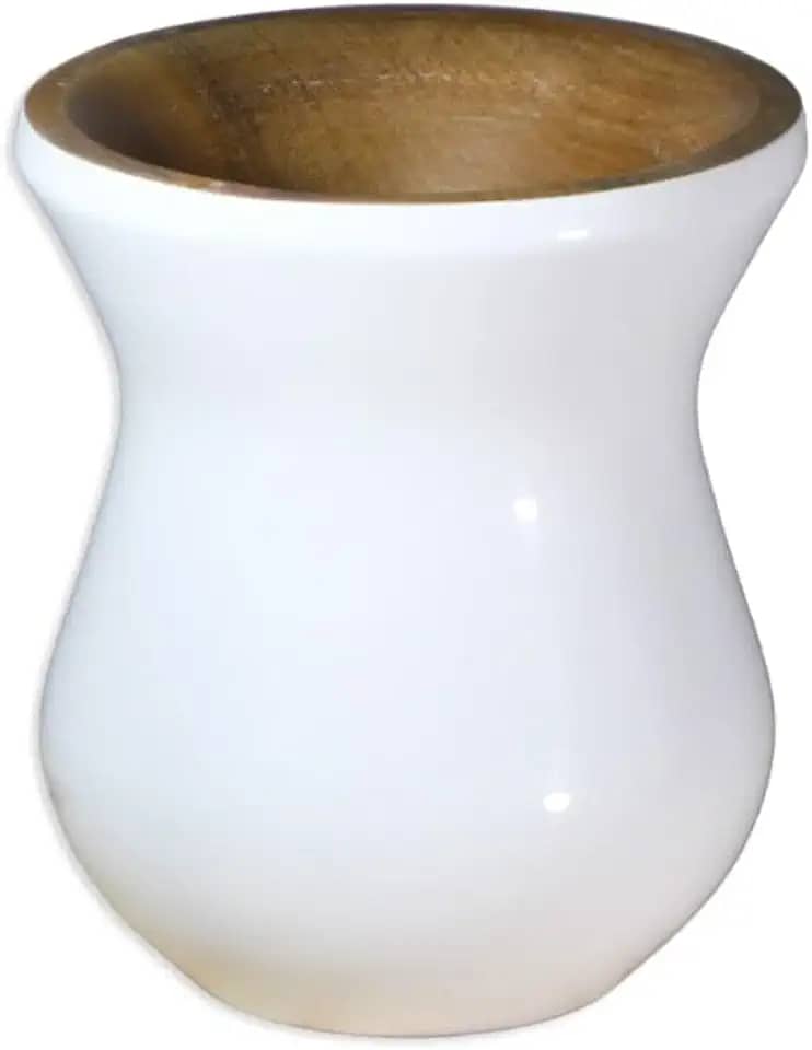 Cuia Madeira Nobre Imbuia Chimarrão Perolizada Branca