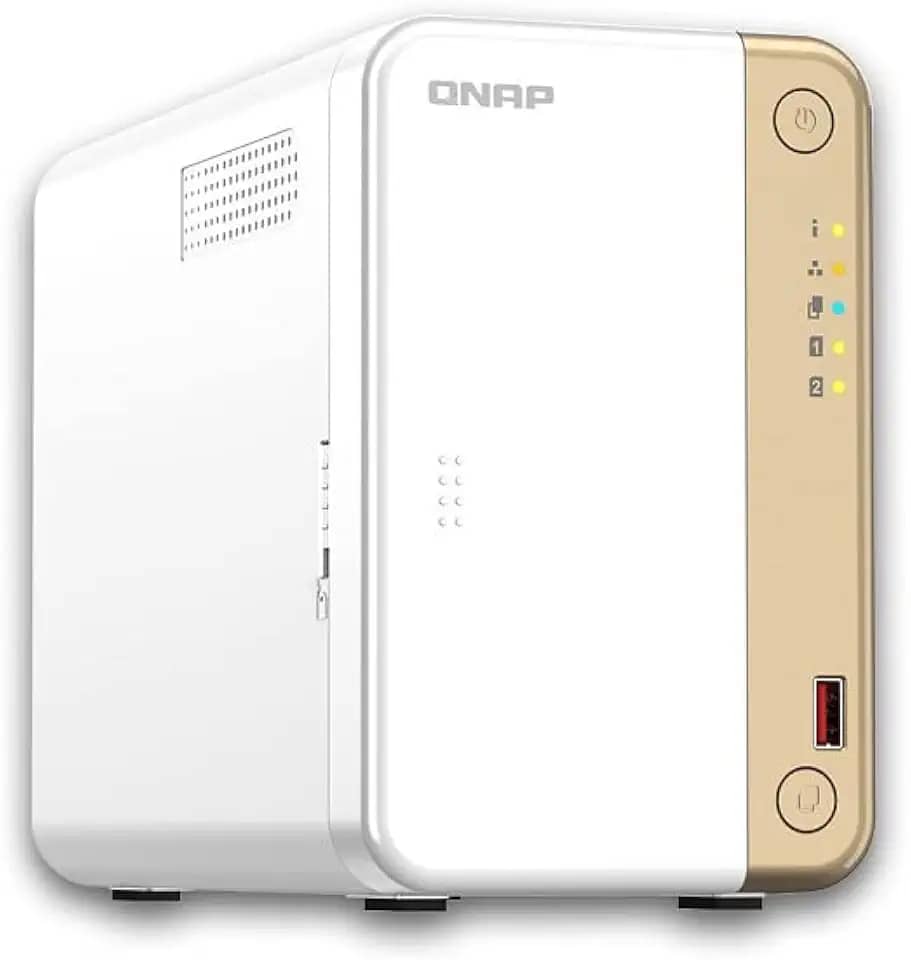 Storage NAS QNAP TS-262-4G (Intel Celeron N4505 de 2 núcleos até 2,9 GHz/4GB/1XPorta Ethernet 2,5 Gigabit (2,5G/1G/100M)/2BAIAS/TORRE/*SEM HDD*)