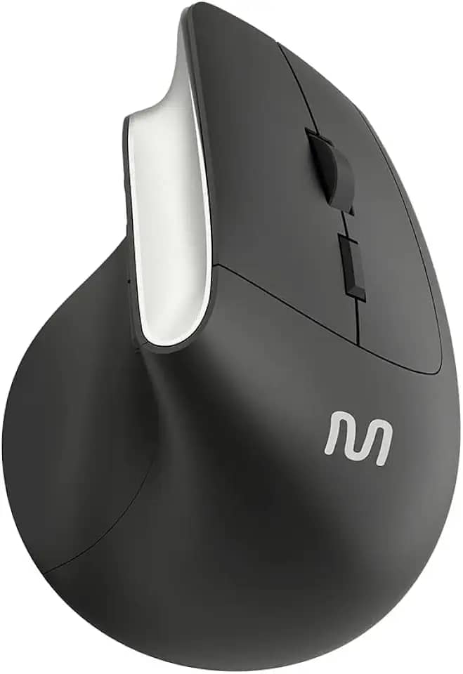 Mouse sem Fio Multi Ergônomico Vertical 2.4GHz com 6 Botões, Clique Silencioso e DPI Ajustável 800-1600 – Preto MO384