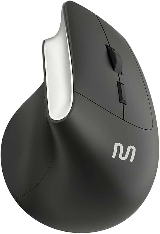 Mouse sem Fio Multi Ergônomico Vertical 2.4GHz com 6 Botões, Clique Silencioso e DPI Ajustável 800-1600 – Preto MO384
