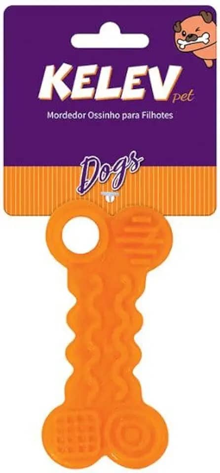 JAMBO PET Mordedor para Cachorro, Ossinho Kelev, para Filhotes, Feito de Plastico - Laranja