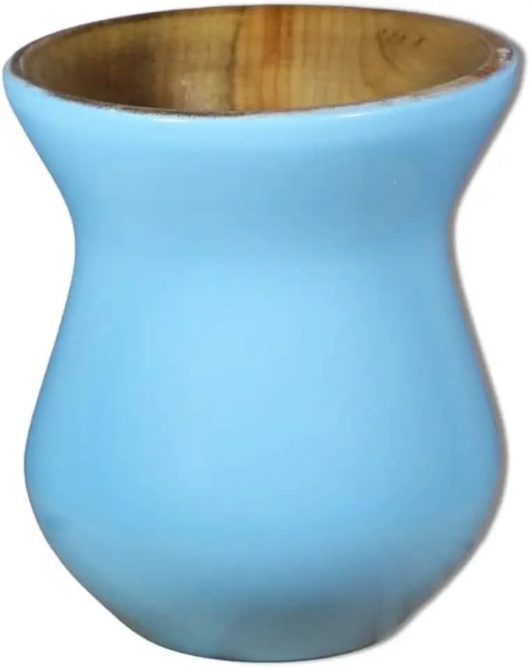 Cuia Madeira Nobre Imbuia Chimarrão Perolizada Azul Pastel