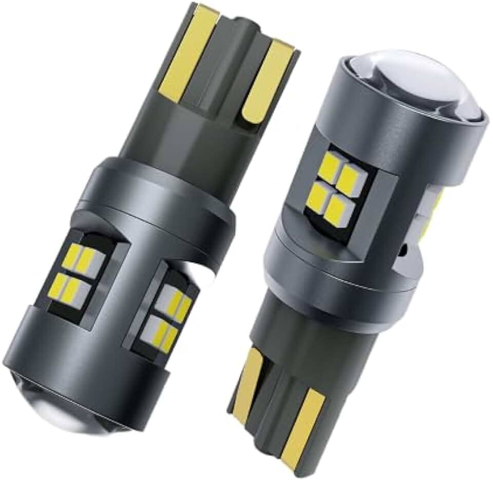 Par de Lâmpadas LED T10 com 16 LEDs SMD 3030, Cor Branca 6000K, Compatível com 12V/24V e Sistema Canbus, Ideal para Luz de Posição, Placa ou Seta Automotiva