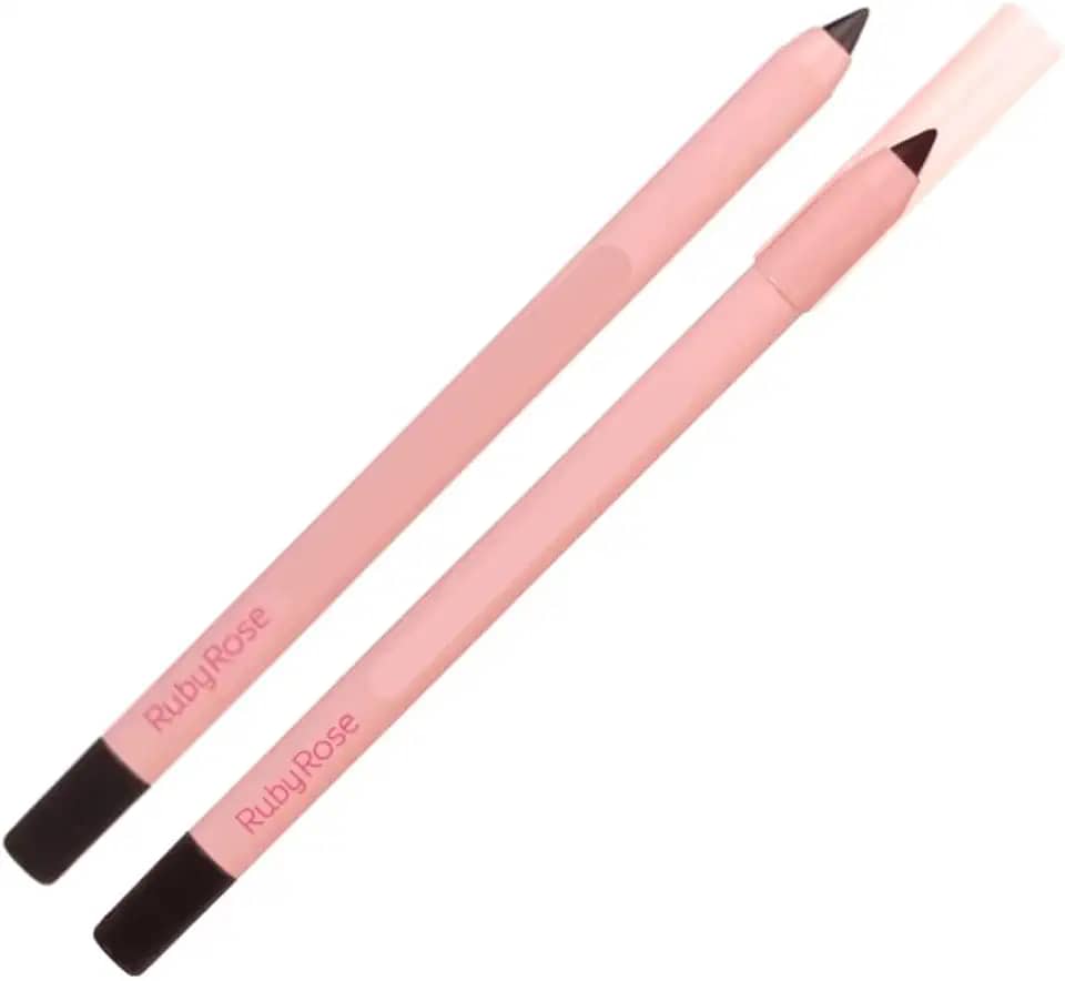 Lápis de Olhos Preto Ruby Rose Apontável Alta Pigmentação e Traço Preciso