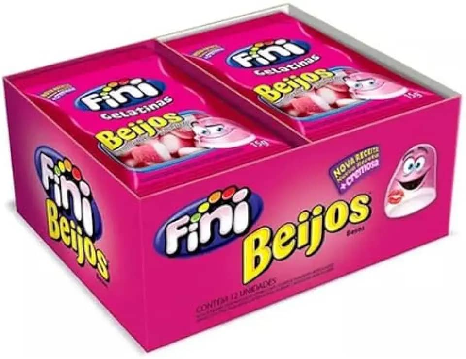 Bala de Gelatina Fini Beijos - Caixa com 12 unidade de 15g