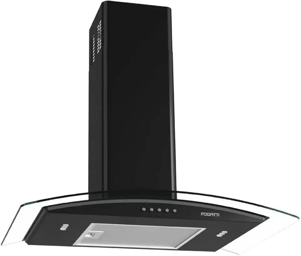 Coifa de Parede Vidro Curvo, Fogatti 70cm, 110V Teclado Mecânico Black