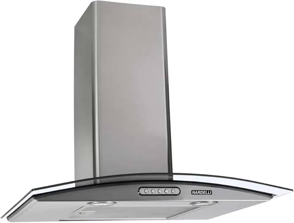 Coifa de Parede Nardelli, 110V, 60cm 4/5 Bocas, Vidro Curvo Slim Inox