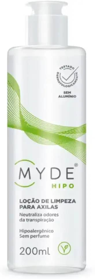 Loção de Limpeza para Axilas Myde Hipo 200ml, Neutraliza Odores, Hipoalergênica, Sem Perfume