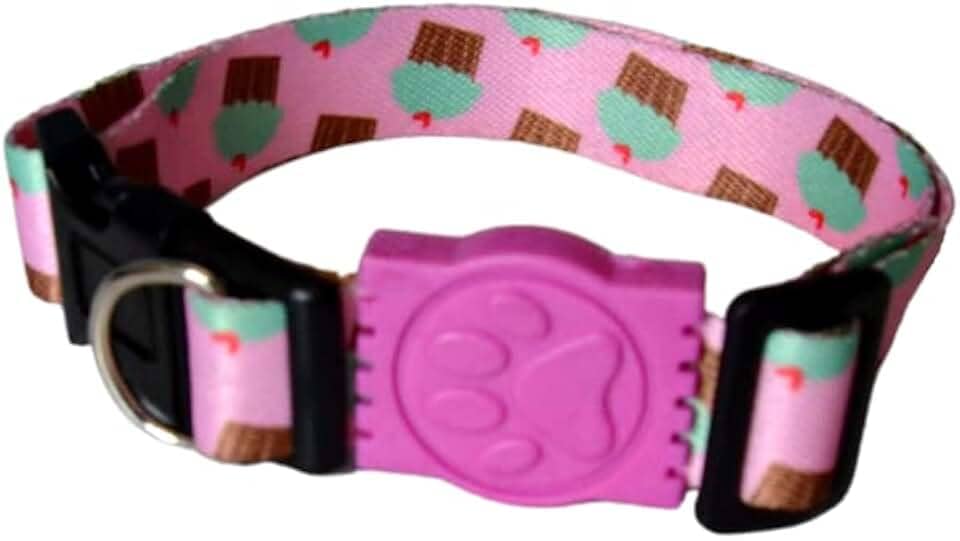 Coleira Para Cachorros, PP, Coleira Ajustável, Cupcake, Passeio e Viagem, Confortável e Resistente