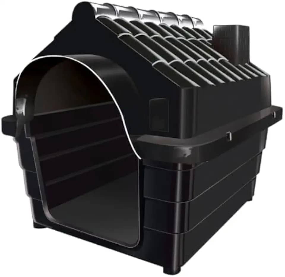 Casa de Cachorro grande e médio com proteção UV((N°5) 70X59X58,PRETO)