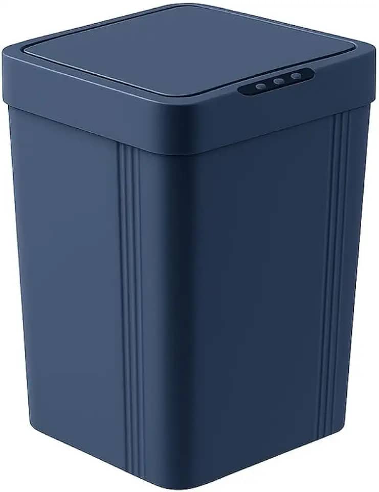 Lixeira Automática Inteligente Com Sensor De Abertura 13L para Banheiro Cozinha Quarto Sala Escritório Moderna e Compacta Design Premium (Azul Cinzento)