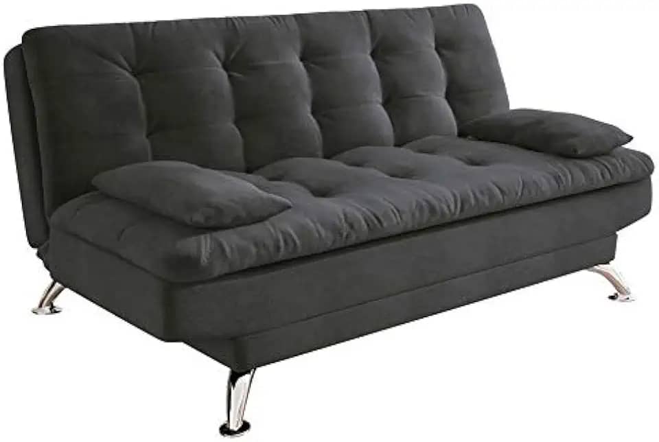 Sofá-Cama 3 Lugares Casal Premium Suede Cinza