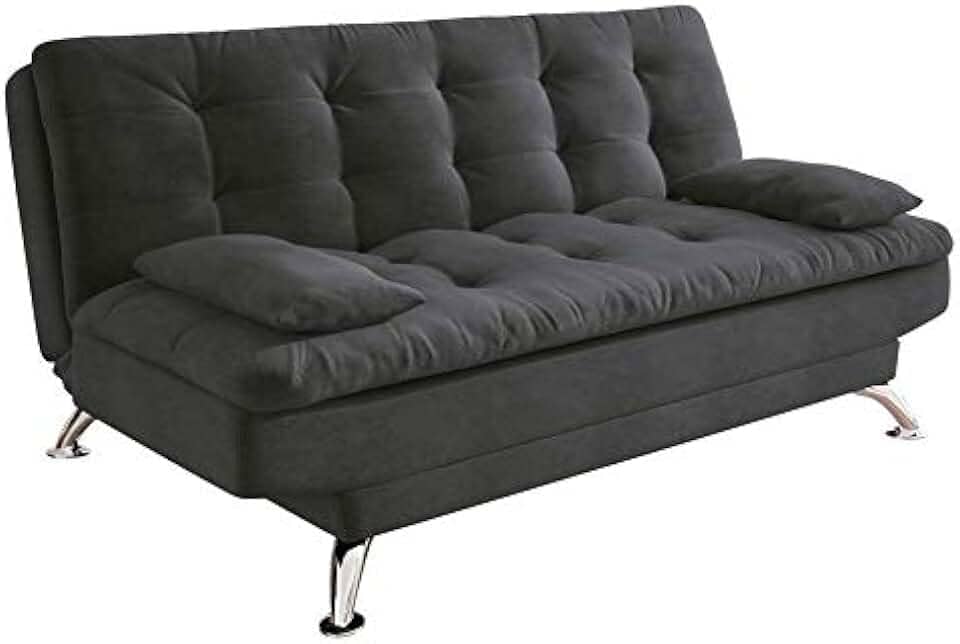 Sofá-Cama 3 Lugares Casal Premium Suede Cinza