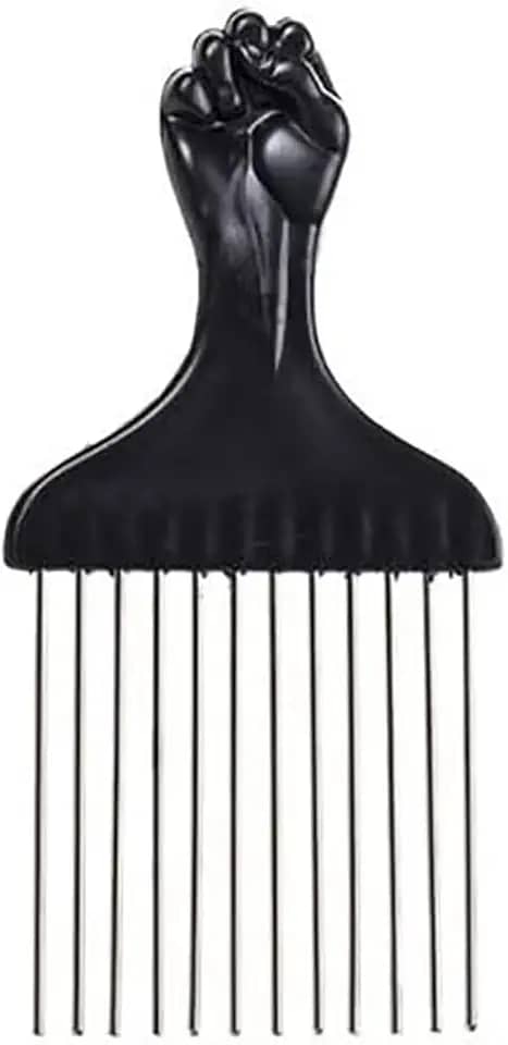 Pente Garfo Profissional para Cabelo com Dentes Metálicos, Cabo Ergonômico, Preto
