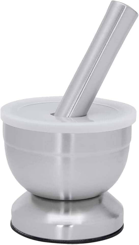 Mimo Style Pilão com Socador Feito Inteiramente em Aço Inoxidável. Resistente, Durável e Não Tóxico. Sua Base Antideslizante Torna Fácil Moer Qualquer Ingrediente .AC20281