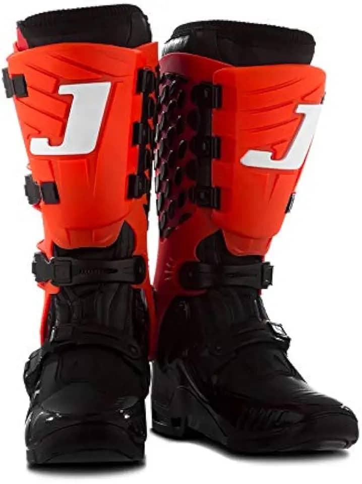 Bota Motocross Articulada Jett Hi-Vis Preta/Vermelha 41