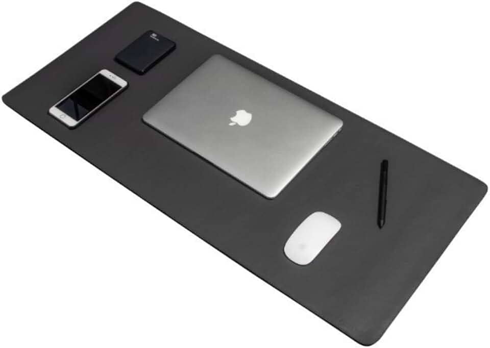 Mouse Pad 60x30cm KingPad Couro Ecológico Preto – Desk Pad Antiderrapante para Escritório, Home Office e Estudo – Tapete de Mesa Resistente à Água