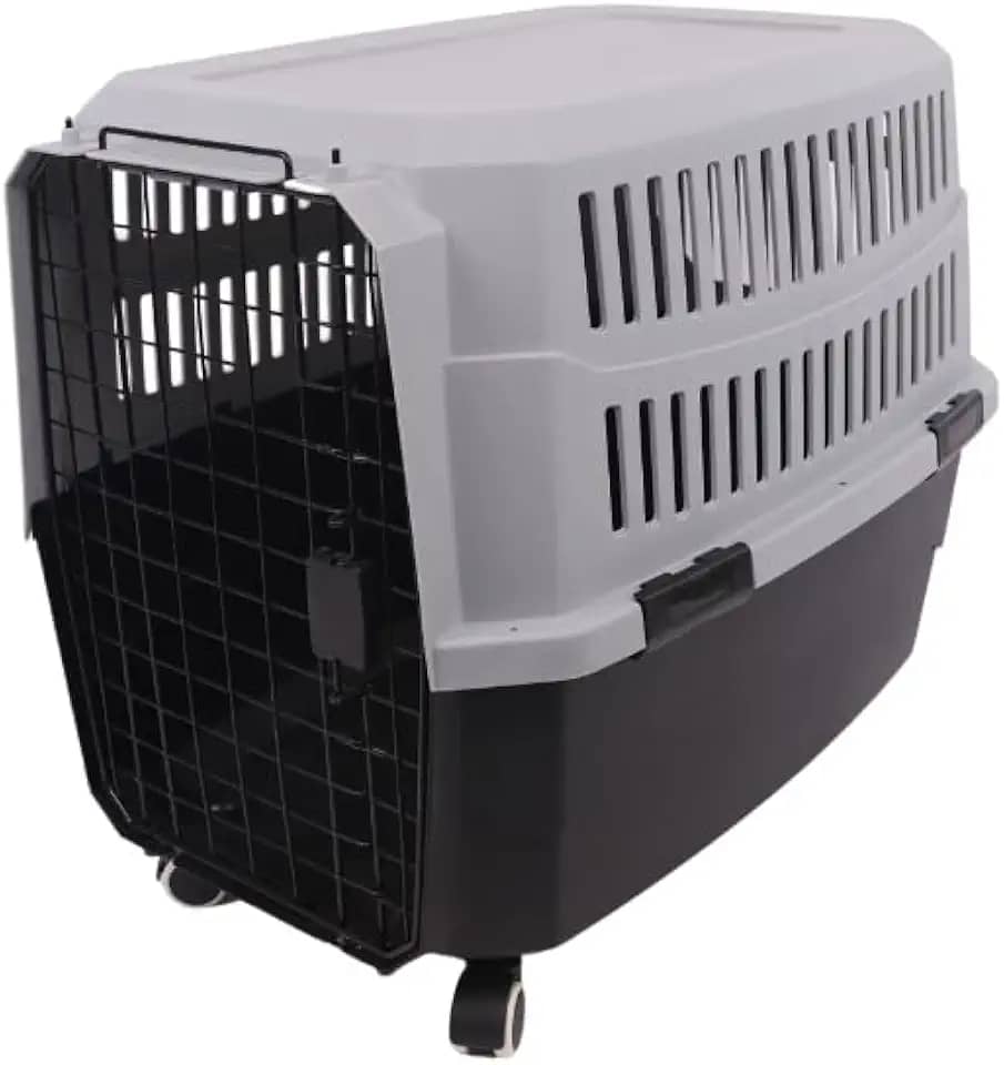 JAMBO PET | Caixa De Transporte Para Pets | Plástico E Metal | Extra Grande | Cinza