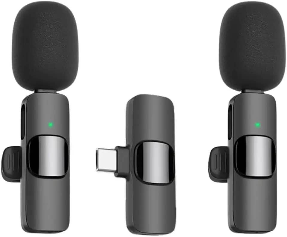 Microfone de Lapela sem fio para telefone (Type C) Microfone Duplo sem fio para gravação de vídeo Transmissão ao vivo, vlog, YouTube, TikTok, Facebook, zoom Redução de ruído Plug-Play. Andróide