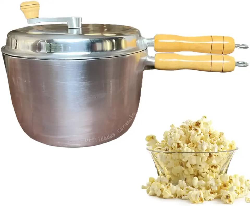 Pipoqueira Grande Panela para Pipoca de Fogão feita de Alumínio Batido Fundido - Jalice Alumínios