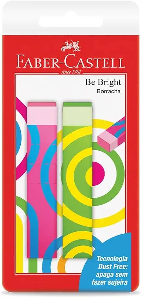 Borracha, Faber-Castell, BeBright Cartela, SM/BEBRIGHT, 2 unidades, Cores Sortidas