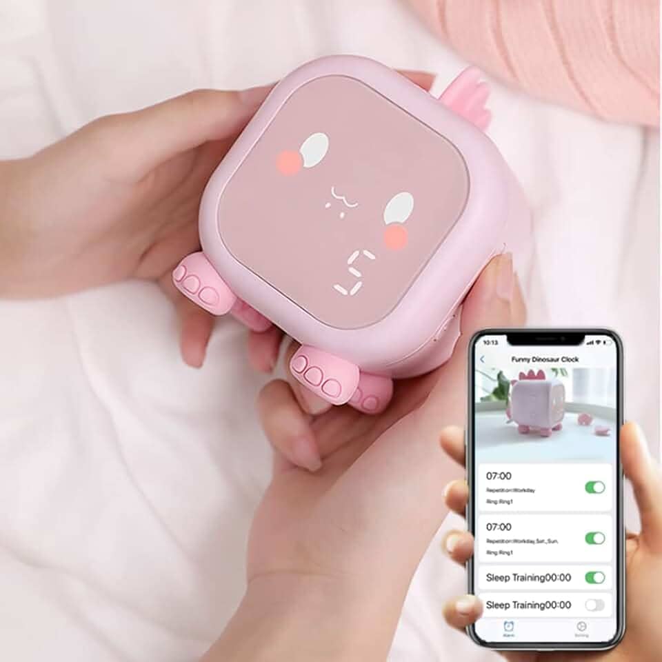 Despertador infantil, relógio despertador controlado por telefone celular, despertador, relógio de treino de sono, lindo dinossauro decorativo, luz noturna, presente de aniversário para