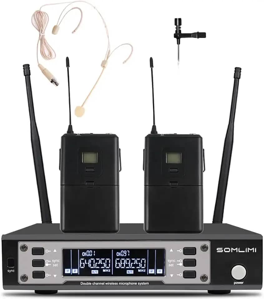SOMLIMI original EW135G4 Sem Fio Microfone Profissional para Cantares Performances dePalco Karaoke Conferenciada lgreja Palestr (135-Headset and Lavalier)