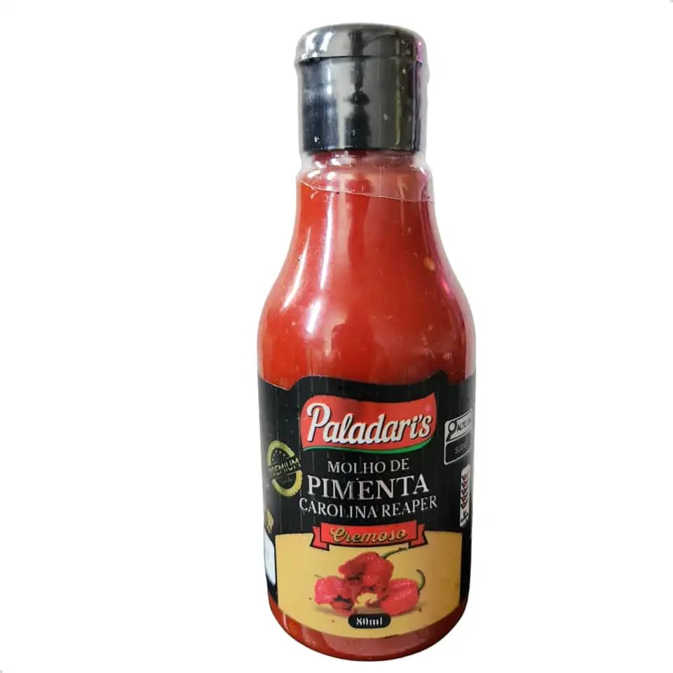 Molho de Pimenta Carolina Reaper, Sem Glúten, 80ml, Paladaris